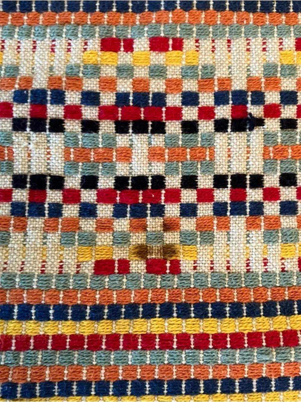 VTG Handmade Rag-Rug Woven Table Dresser Runner Primitive Farmhouse Fringe 12x29